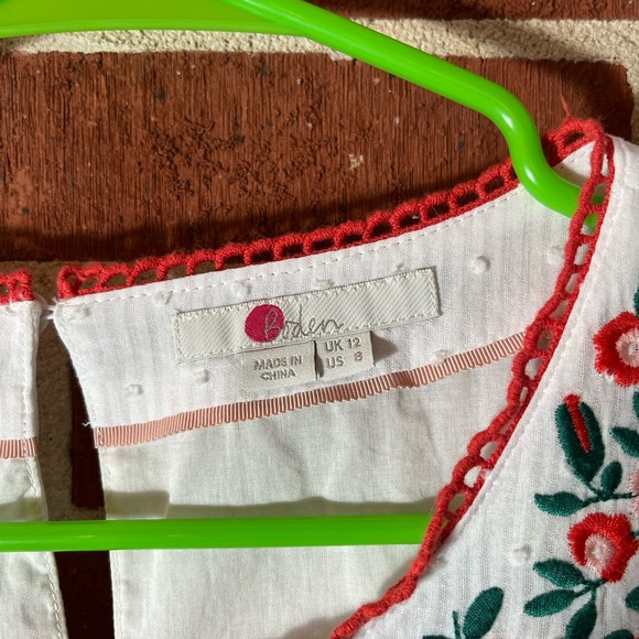 Boden White Blouse with Floral Embroidery - Picture 6 of 8